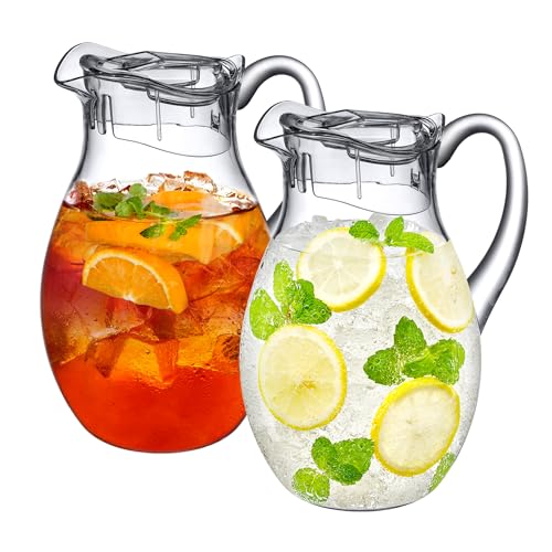 2-Pack Acrylic Water Pitcher 72 oz BPA-Free Shatterproof for Iced Tea Juice