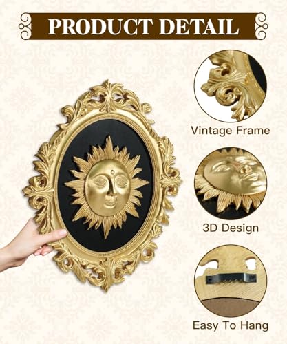 Putuo Decor Gold Sun and Moon Wall Art Set - 3D Celestial Wall Decor for Living Room & Bedroom