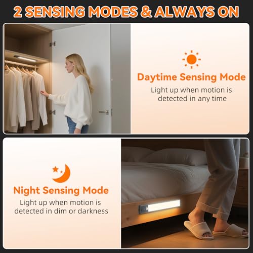 Wireless Under Cabinet Lighting 10-inch Motion Sensor Light 3-Pack - Black