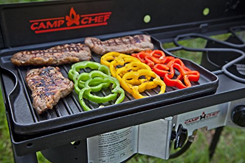 Camp Chef Cast Iron Reversible Griddle 16x14 Inch - Non-Stick, Ribbed & Flat Sides