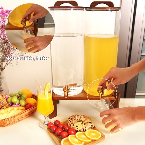 2PCS 2.2 Gallon Glass Drink Dispenser with Stand - Large Beverage Dispenser for Parties & Restaurants