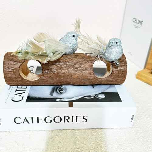 6 Pack Decorative Silver Glitter Birds Artificial Feather Foam Clip on Birds Christmas Tree Ornaments with Clips for Wedding Party Garden (Silver Glitter)