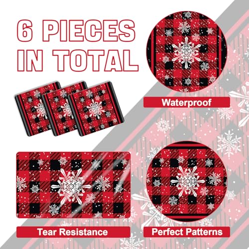 Hegbolke 6 Pack Christmas Table Runners 14 x 108 Inch Red & Black Buffalo Plaid Holiday Decor