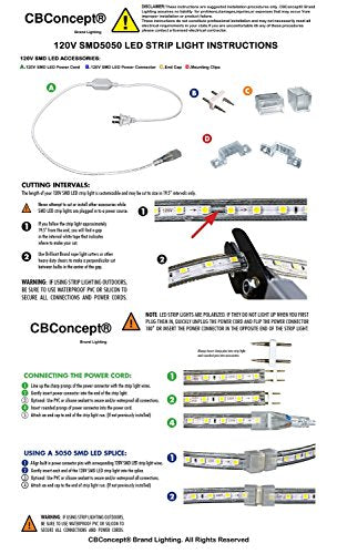 CBConcept Dimmable 164ft LED Rope Light 18000 Lumen 6000K Pure White Indoor Outdoor