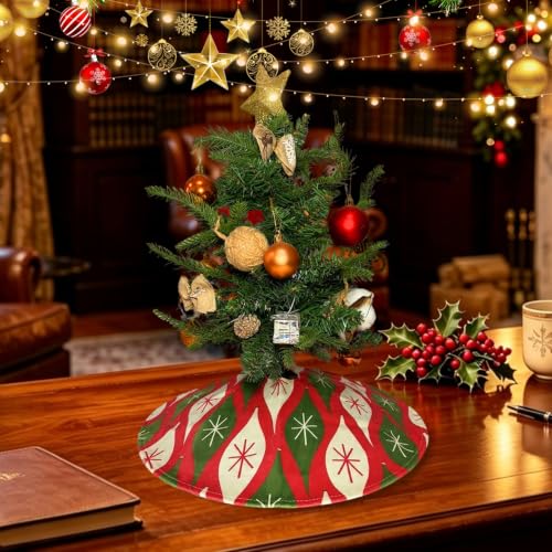 15-Inch Mini Christmas Tree Skirt Mid-Century Retro Vintage Christmas Ornaments