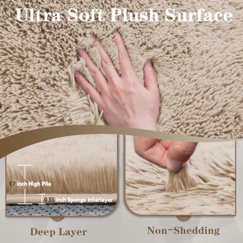 Camel 8x10 Area Rug - Soft Fluffy Washable Shag Carpet for Living Room & Bedroom - Variation of THIS listing