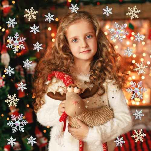 MARFOREVER Snowflake Confetti Decorations, Christmas Snowflake Glitter Confetti White Gold Winter Scatter Sprinkle Table Centerpiece for Winter Wonderland Snow Wedding Birthday Holiday Party Supplie