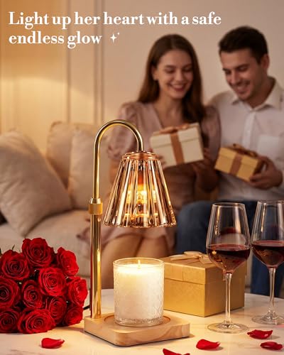Amber Candle Warmer Lamp with Timer & Adjustable Height - Flameless for Yankee Candles
