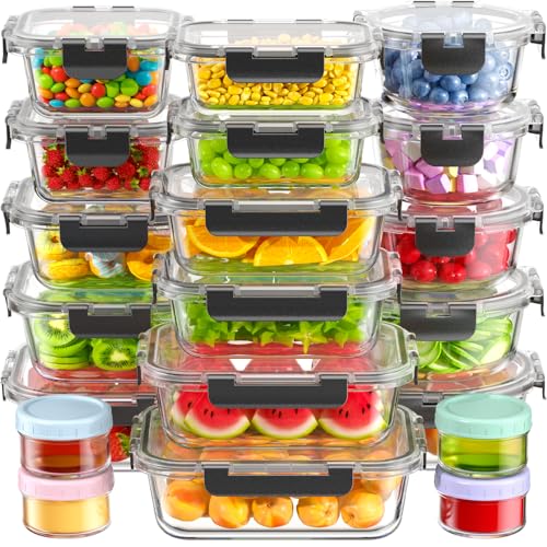 Canfanni 40-Piece Glass Food Storage Container Set with Airtight Lids