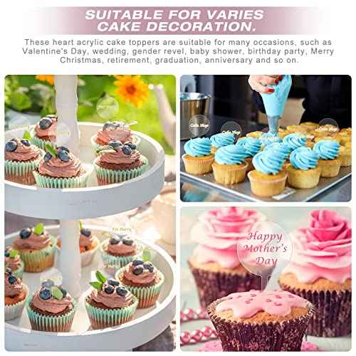 Chunful 30 Pack 2 Inch Circle Acrylic Custom Cupcake Topper, DIY Clear Blank Cake Personalized Cupcake Topper with Sticks for Birthday Party, Christmas, Halloween, Wedding, Baby Shower Cake Decoration