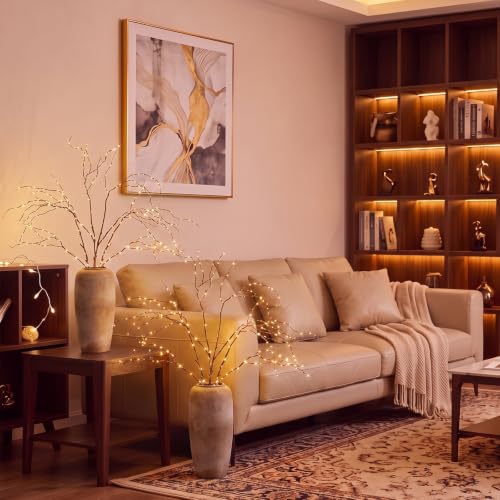 Maysing 2 Pack 47in Lighted Willow Branches with 150 LEDs - Brown Decor
