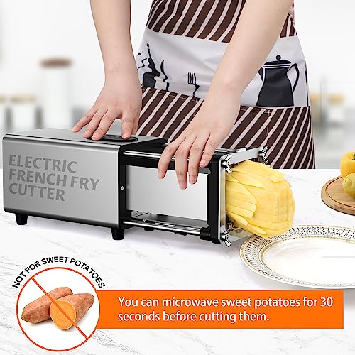 Electric French Fry Cutter with Interchangeable Blades - Silver