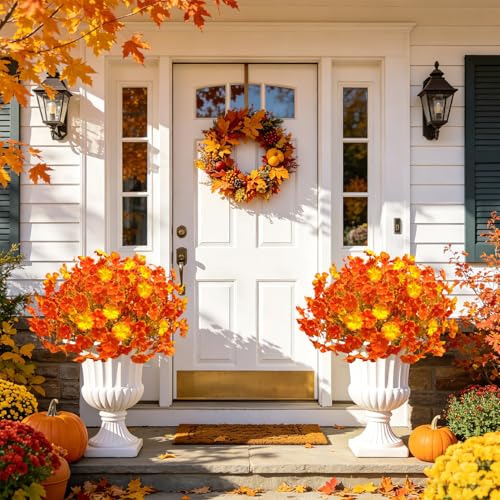 Artificial Fall Geranium Flowers Set - Outdoor Autumn Decor, 12 Pcs