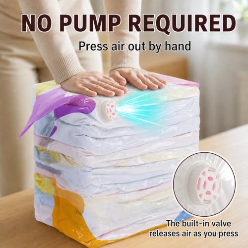 XL No-Pump Vacuum Storage Bags 5 Pack - Space Saver for Comforters, Bedding, Clothes