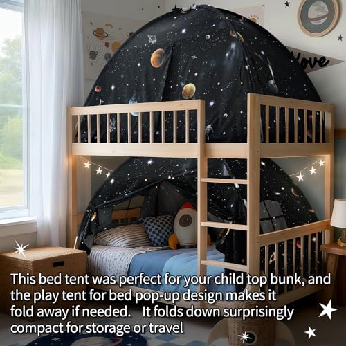 Sherilyn Twin Galaxy Bed Canopy Tent for Kids Indoor Sleep & Play, Space Galaxy Design