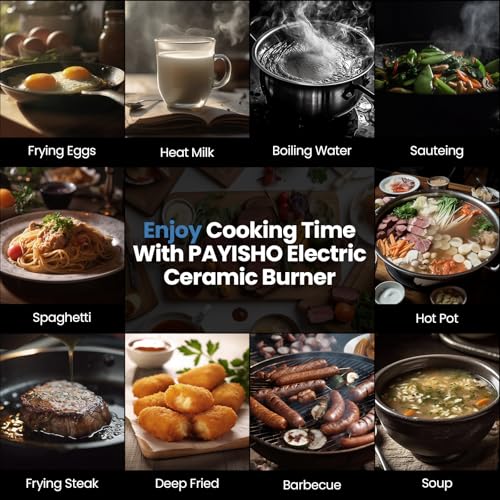 PAYISHO Portable Electric Hot Plate with 10 Power Levels, Timer & Child Lock, 1800W Ceramic Cooktop