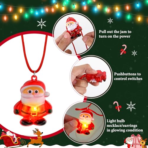 Sumind 200 Pcs LED Christmas Necklaces Santa Snowman Candy Decor Party Favors