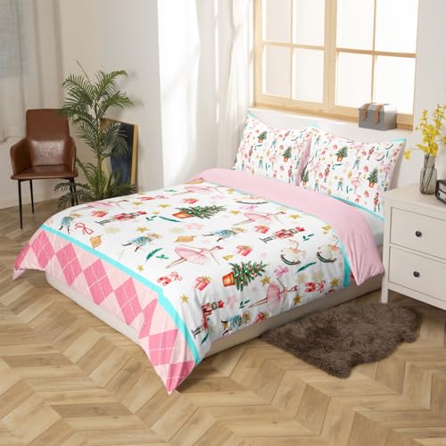 Feelyou Christmas Twin Bedding Set for Kids - Pink Nutcracker 3D Print