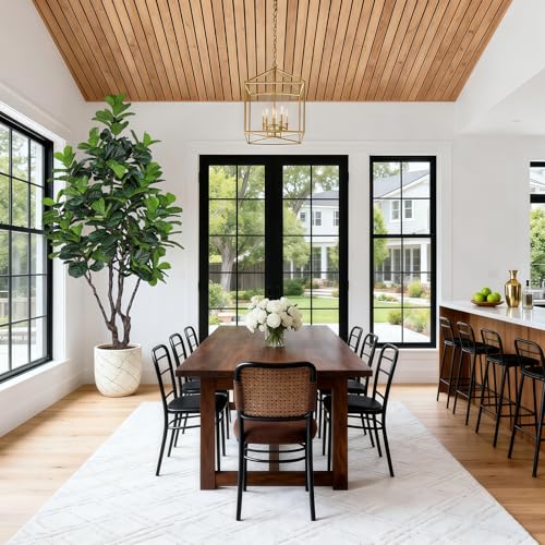 8FT Faux Fiddle Leaf Fig Tree - Realistic Artificial Indoor Plant, JOZHENJU