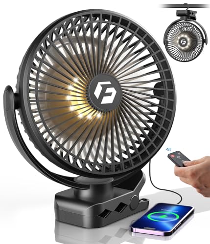 Portable 40000mAh Clip-On Fan for Golf Carts - Black, Up to 127Hrs Run Time