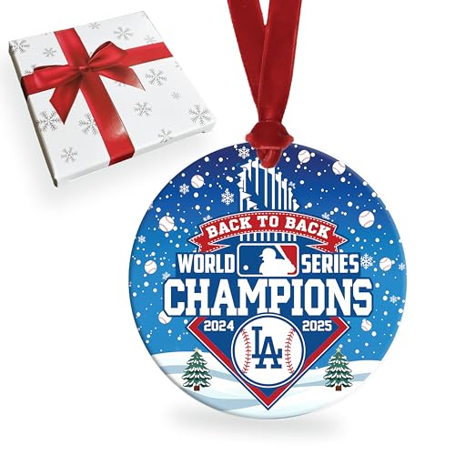NUELUX 2025 World Series Champions Christmas Ornament with Gift Box, LA Dodgers Theme, 2.95 inch