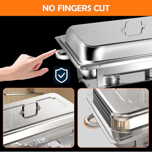 2 Pack Stainless Steel Chafing Dish Buffet Set with 2 Tongs - Full Size