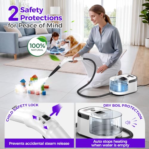 Portable Handheld Steam Cleaner - Bright White Multi-Surface Deep Cleaning Steamer