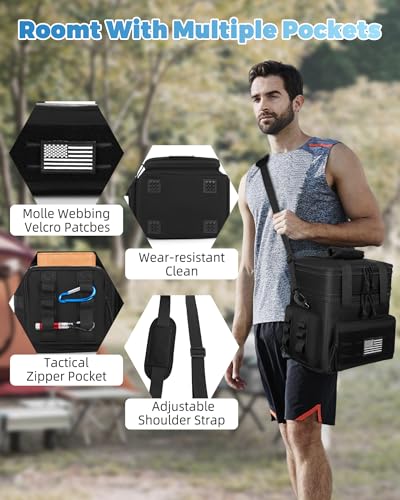 Holuxer Large Tactical Lunch Bag & Box for Men - Black, Insulated & Leakproof