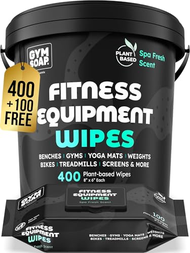Vincentrix 500 Gym & Yoga Mat Wipes Set with Bucket & Travel Pack - Plant-Based, Fresh Scent