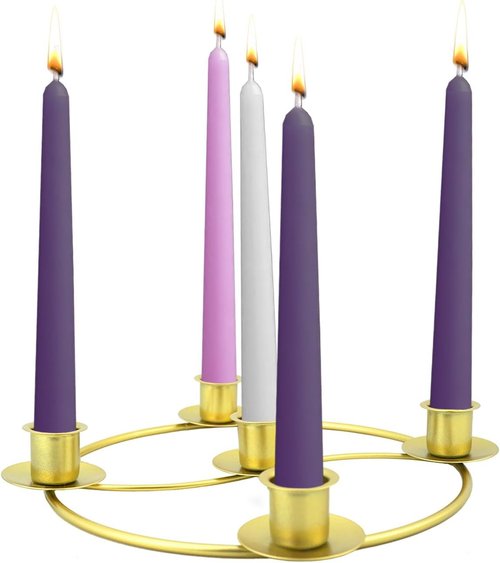 Advent Wreath Candle Holder - Elegant Christmas Candle Rings for Tapered Candles | Gold Finish