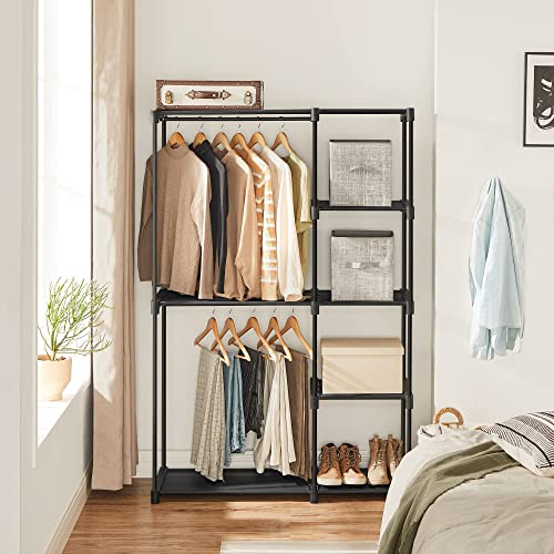 Portable Closet Organizer with Shelves and Hanging Rod - Black, 44.1"L x 65"H