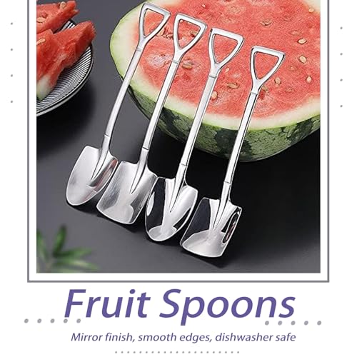 Stainless Steel Dessert Spoon Set - 4 Pcs Ice Cream & Fruit Spoons