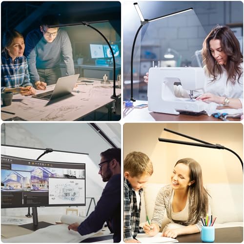 LED Desk Lamp with Adjustable Gooseneck, 25 Lighting Modes - Warm, Cool, Daylight White