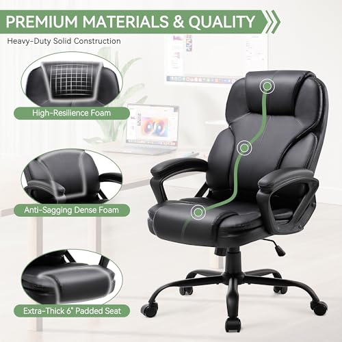 Meilocar Black Ergonomic Office Chair with High Back, Adjustable, Heavy Duty, 360° Swivel