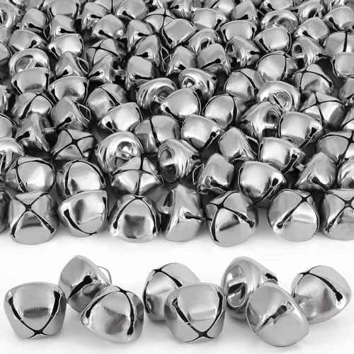 Jingle Bells for Crafts,1 Inch Large Jingle Bells Bulk, 50 Pcs Christmas Craft Bells for DIY Festival Home Wreath Christmas Party Decoration (Silver)