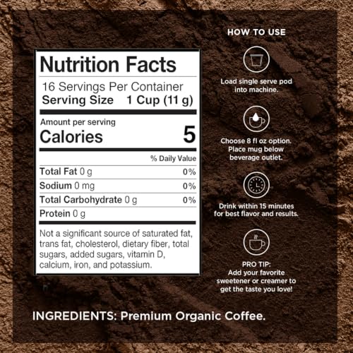 Low Acid Organic Dark Roast Coffee Pods - 24 Count, Single Origin Guatemala