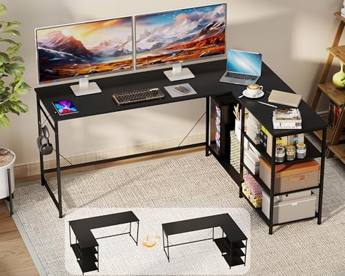 Reversible 63-Inch L-Shaped Gaming & Office Desk - Sturdy Computer Workstation