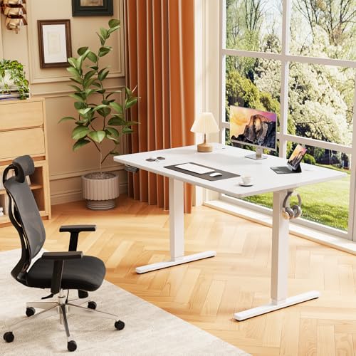 Sweetcrispy White 40x24 Inch Electric Standing Desk with Memory Presets