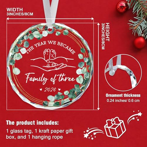 Personalized Baby Announcement Glass Ornament for First Time Parents 2026 Gift