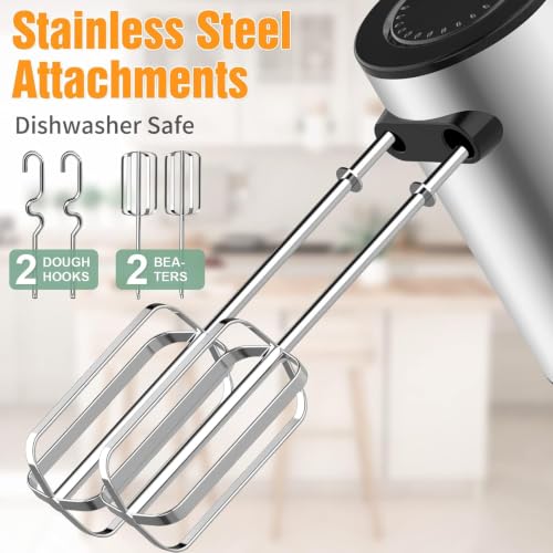 Black 600W Hand Mixer with 10 Speeds Turbo Function - Lightweight Kitchen Appliance