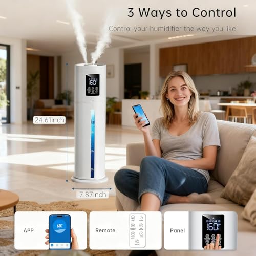 White Large Room 8L Smart Humidifier with App Control & Color Lights