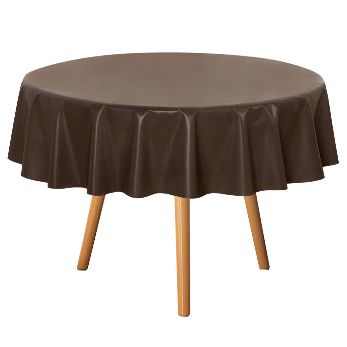 sancua 100% Waterproof Round PVC Tablecloth - 60 Inch - Oil Proof Spill Proof Vinyl Table Cloth, Wipe Clean Table Cover for Dining Tables, Buffet Parties and Camping, Coffee