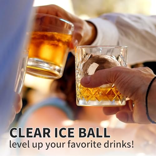 8 Pack Clear Ice Ball Maker for Whiskey - 2 Inch Sphere Ice Cube Tray