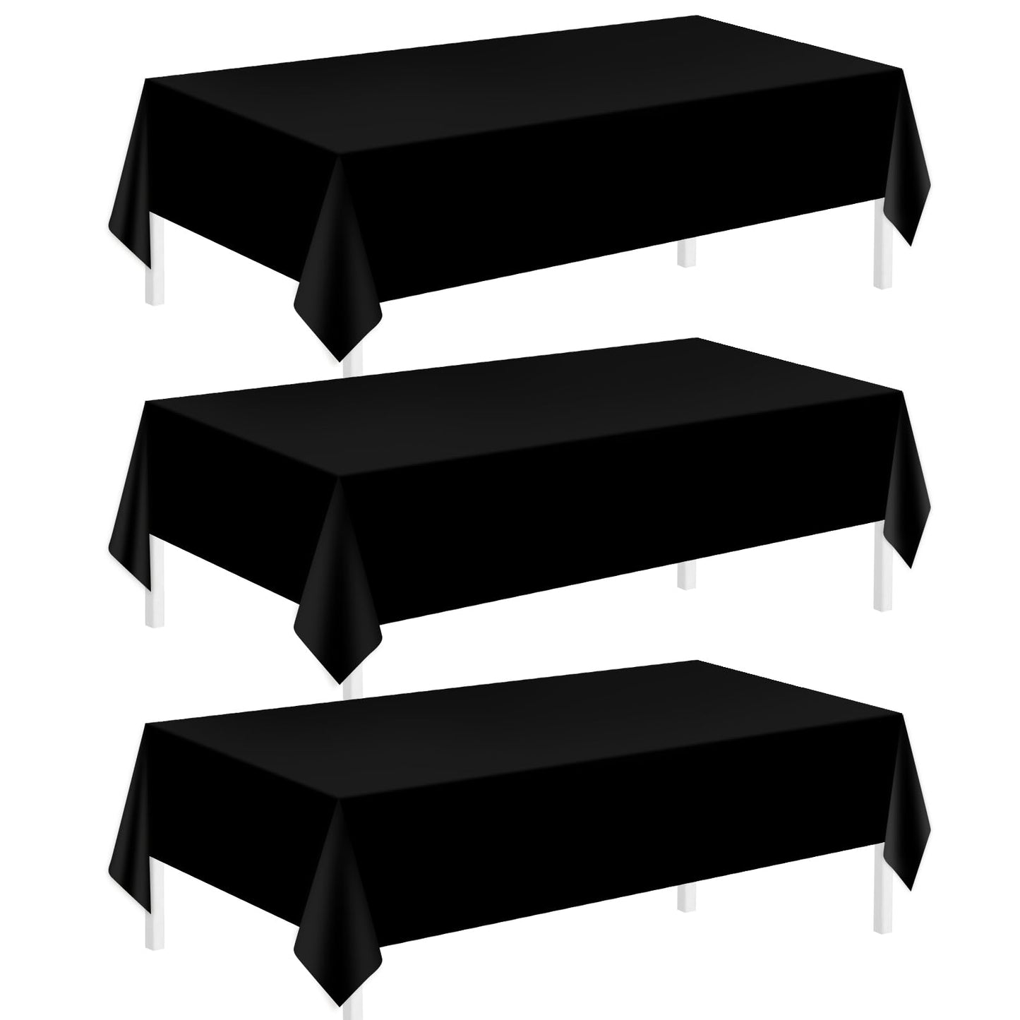 Childom 3 Pack Black and White Checkered Tablecloths 54"x108" Christmas Tablecloths for Rectangle,Disposable Plastic Table Cover for Weddings,Home,Birthday,Picnic,Buffet,Pizza Party,Racing Car Decors