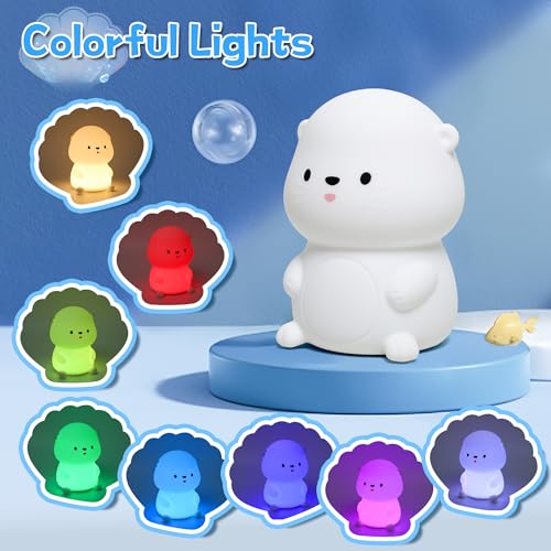 Otter Night Light, Cute Sea Otter Lamp Gifts,Animal Silicone Night Lamp, Cute Room Decor Night Light Birthday Christmas Gifts