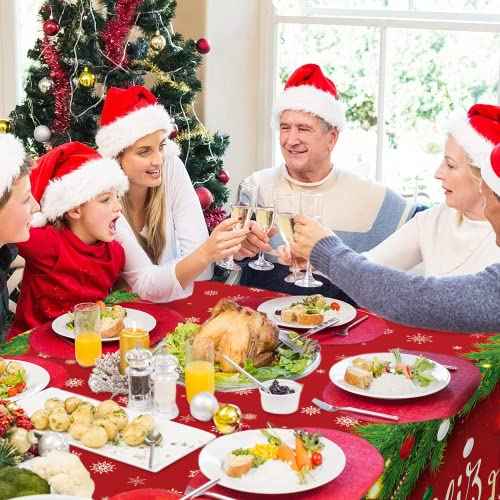 3 Pcs Feliz Navidad Decorations Tablecloth, Red Feliz Navidad Sign Tablecovers, Feliz Navidad Decorations for Home Spanish Christmas Decorations Tablecloth for Christmas Xmas Party 54 x 108 Inch