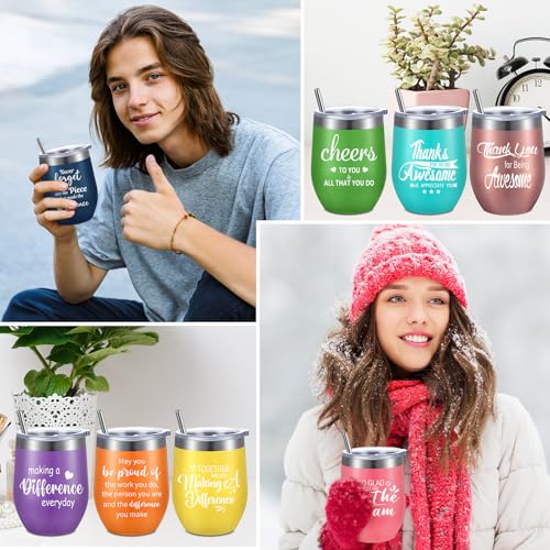 Sieral Thank You Tumbler 12 oz Steel with Lid Straw, Positive Style,