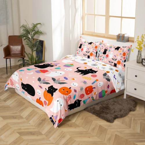 Erosebridal Halloween Twin Bedding Set with Pumpkin Lantern Design Multi 02 - Pink, No Comforter
