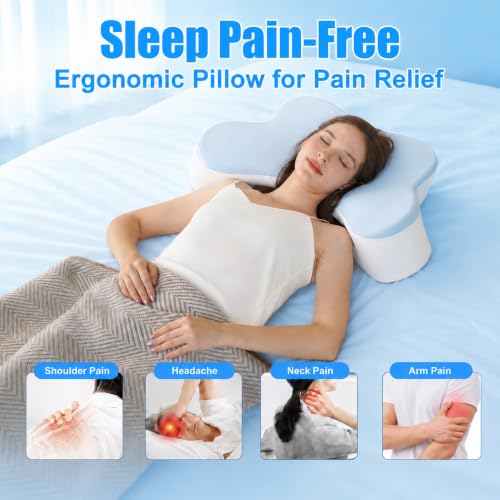 MONSAO Side Sleeper Pillow with Arm Hole - Ergonomic Memory Foam Neck Support