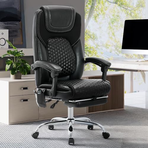 Big & Tall Massage Office Chair - Black, 300 lbs Capacity, Heat & Vibration